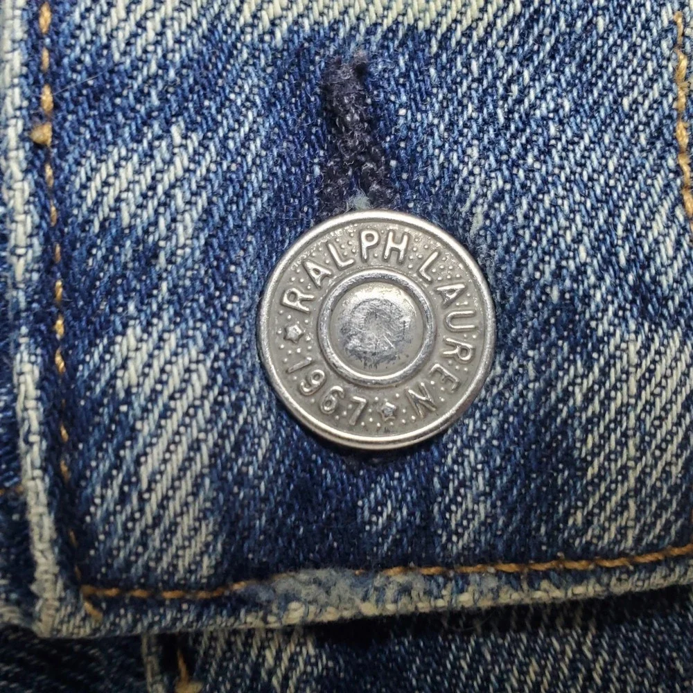 Polo Ralph Lauren Men's Blue Jean Jacket Size M Distressed Trucker Vintage 1990s